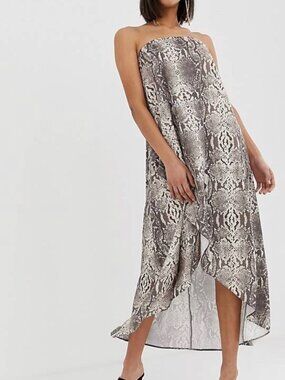 ASOS DESIGN Satin Bandeau Strapless Dress